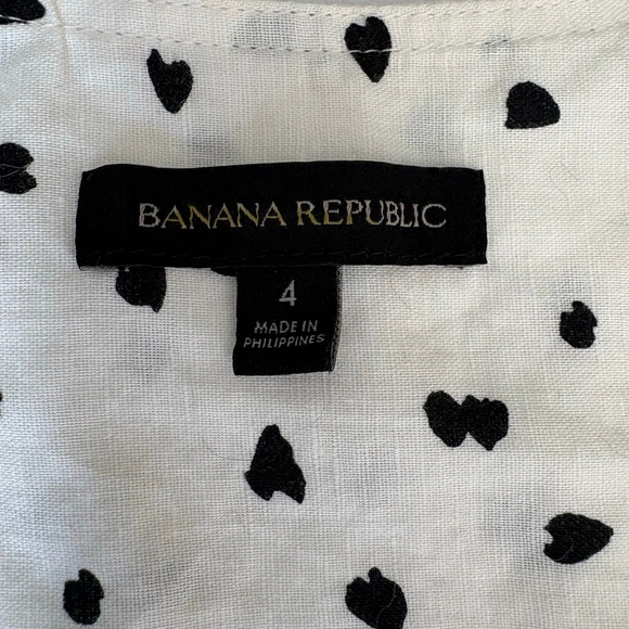 *SOLD E* Banana Republic White Black Polka Dot Linen Wrap Midi Dress Size 4 - Picture 10 of 14